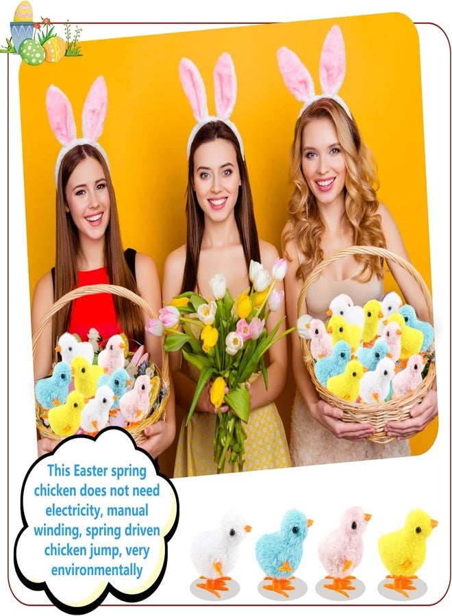 FEDDEBunny and Jumping Chick Wind Up Toys Novelty Chicken Hopping Windup Toy for Kids Toddlers Adult Easter Egg Hunt Basket Stocking Stuffers Party Gifts [AssortedColor][4-PIC] (24 PIC-Jumping Chick) - Image 5